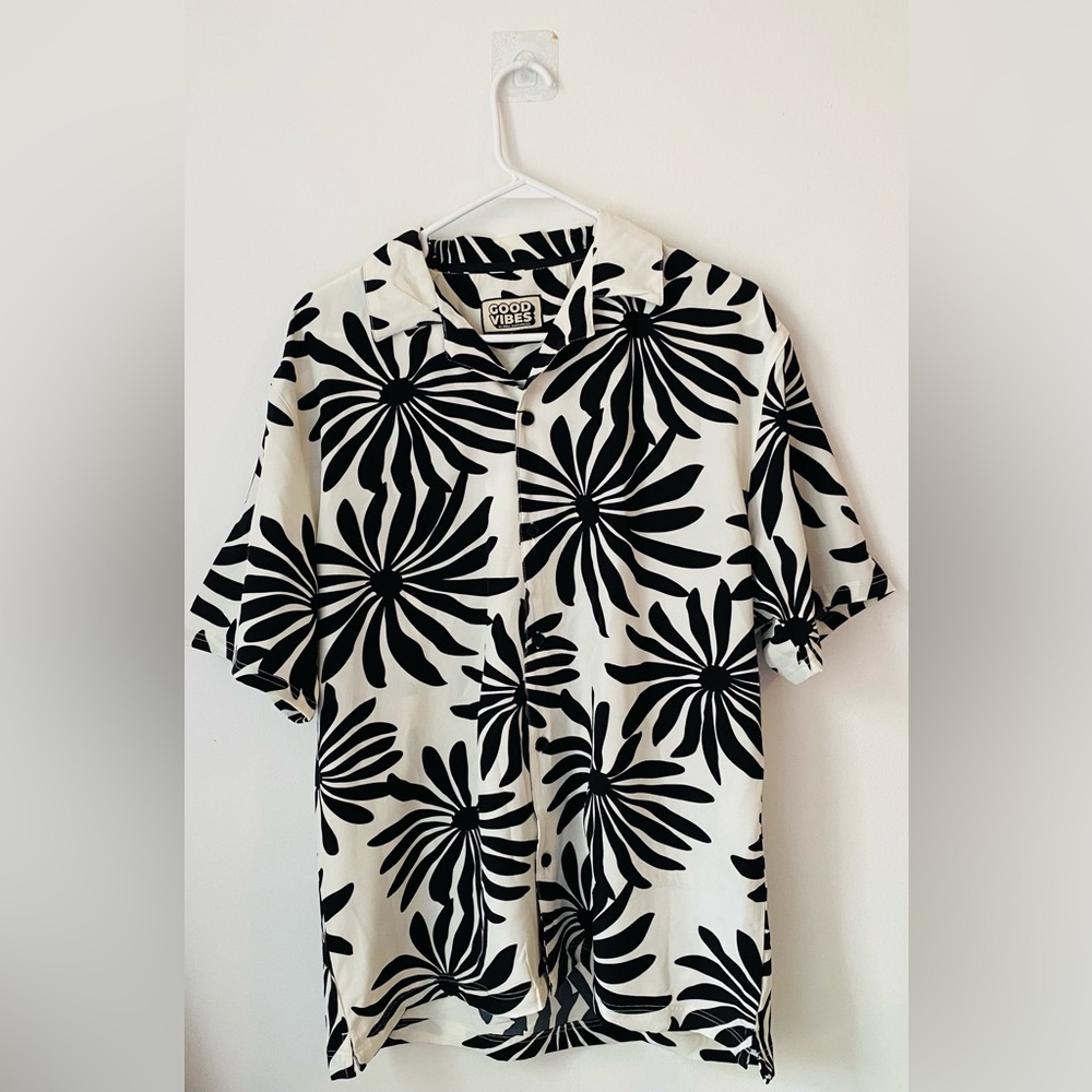 Men’s Good Vibes By Drill Clothing Company Hawaiian Shirt Large Button Up